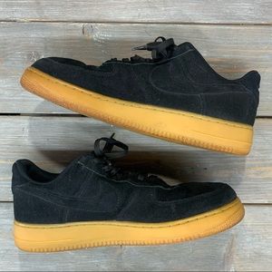 Nike Air Force 1 Low Black Gum Suede Sneakers | Mens Size 13 Shoes | 488298-098